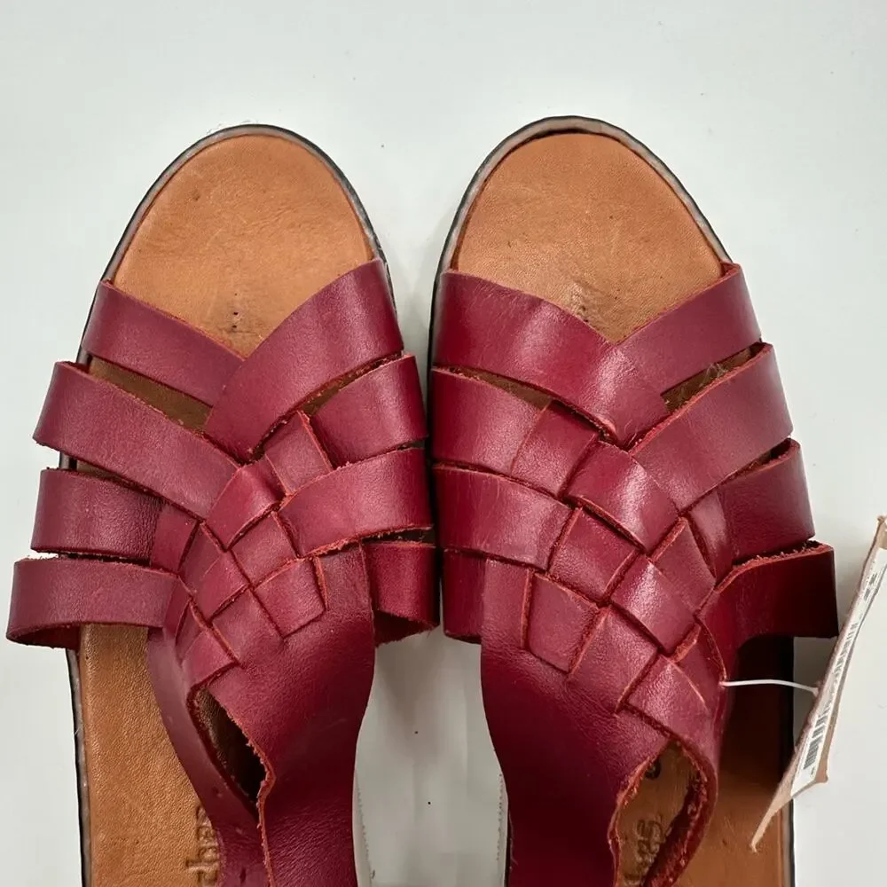 Bearpaw Burgundy Red Leah Huarache Fishermen Sport Leather Sandals New Size 9 - Picture 5 of 7